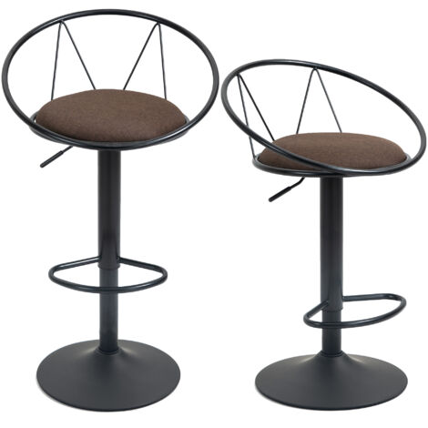 HOMCOM Set 2 Sgabelli da Bar Altezza Regolabile Girevoli con Poggiapiedi Marrone