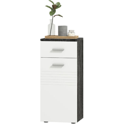 kleankin Mobile Bagno in Legno Armadietto con Mensole e Cassetto Bianco e Nero