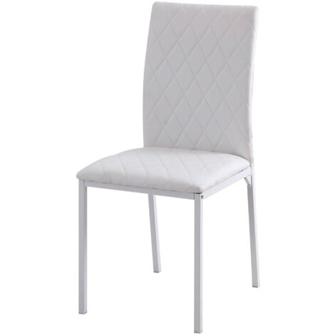 HOMCOM Set 4 Pz Sedie Imbottite per Soggiorno in Similpelle 41x50x91cm Bianco