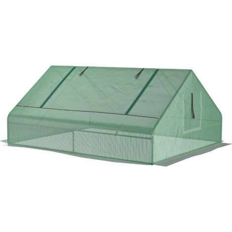 Outsunny Serra per Orto in Acciaio e PE con Porte Avvolgibili 180x140x80cm