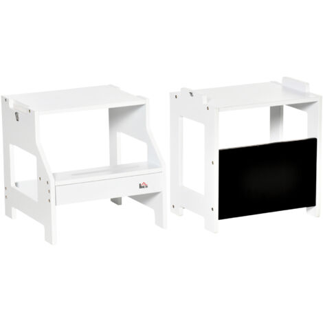 HOMCOM Torre Montessoriana Design 2 in 1 Bambini 3-6 Anni con Lavagna Bianco
