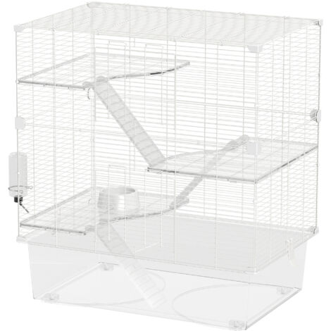 PawHut Gabbia per Criceti Multilivello con Accessori Inclusi Bianco