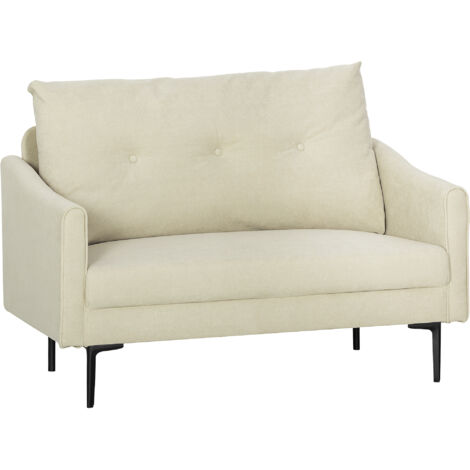 HOMCOM Divano 2 Posti in Velluto con Schienale Cuscino Trapuntato a Bottoni Rimovibile, Divanetto 2 Posti Imbottito Salvaspazio Moderno con Gambe in Metallo per Soggiorno Salotto, 124x73x92 cm, Crema