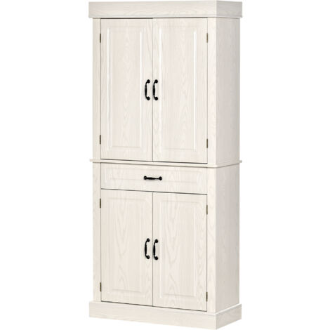 HOMCOM Credenza Cucina Stile Coloniale con Cassetto e 2 Armadietti Bianco