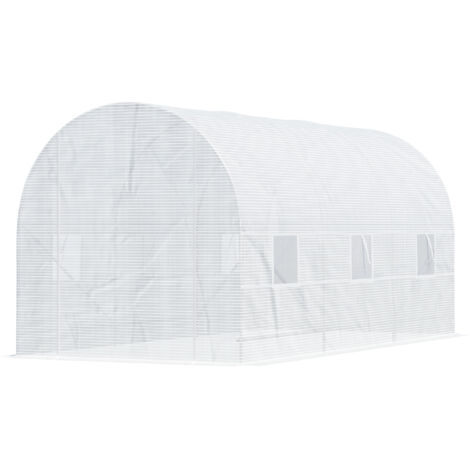 Outsunny Serra per Orto a Tunnel 4.5x2x2m in PE e Tubi in Metallo Bianco