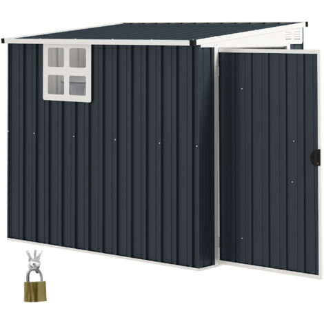 Outsunny Capanno da Giardino in Acciaio 1.2x1.9 m con Porta Bloccabile Grigio