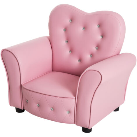 HOMCOM Poltroncina per Bambini Imbottita Rivestimento in PVC e Brillanti Rosa