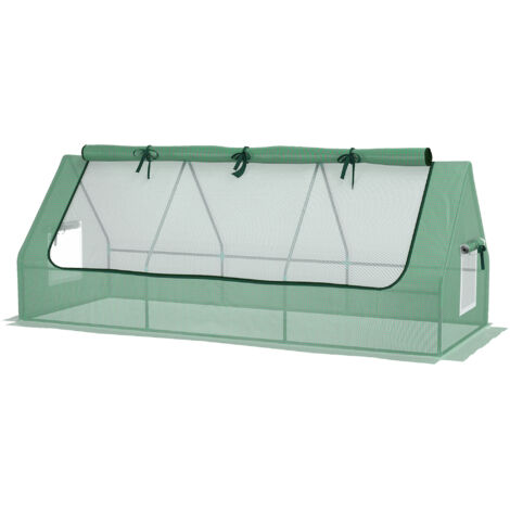 Outsunny Serra per Piante con 3 Finestre in Acciaio, PE e PP 240x90x90 cm Verde