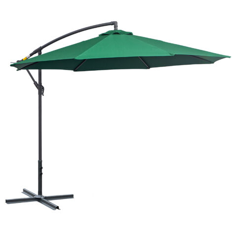Outsunny Ombrellone da Giardino 3x2.5 m in Acciaio e Poliestere Verde e Grigio