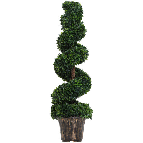 Outsunny Pianta Artificiale Bosso a Spirale，Decorazione con Vaso Incluso