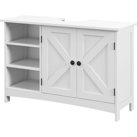 kleankin Mobile Sottolavabo Bagno con Armadietto 2 Ante e 3 Ripiani Bianco
