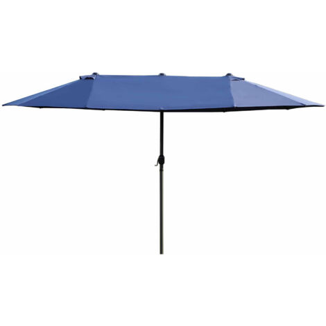 Outsunny Ombrellone da Giardino Doppio con Apertura a Manovella Blu