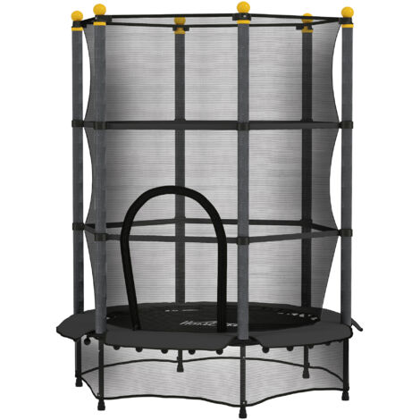 HOMCOM Trampolino Elastico per Bambini 3-10 Anni e Rete di Sicurezza Ø140cm Nero