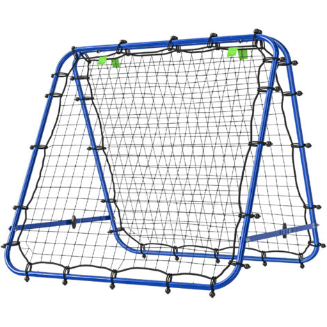 HOMCOM Rete da Calcio Rebounder in PE e Metallo Blu con Picchetti Inclusi
