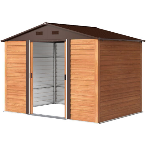 Outsunny Casetta da Giardino in Acciaio con 2 Porte Scorrevoli 278x195x215cm