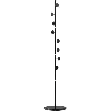 HOMCOM Appendiabiti ad Albero con 8 Ganci Base in Marmo Struttura in Acciaio