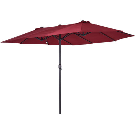 Outsunny Ombrellone da Giardino Doppio con Apertura a Manovella