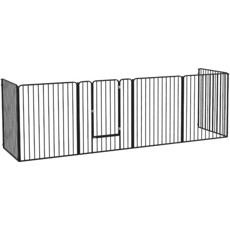 PawHut Cancelletto per Cani Grandi a 6 Pannelli in Acciaio 164x83x100cm Nero