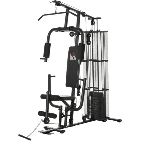 HOMCOM Stazione Fitness Palestra Multifunzione per Allenamento a Casa e Professionale, Acciaio 150x110x210cm Nero