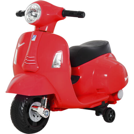 HOMCOM Moto per Bambini Marchio Vespa Batteria 6V Clacson e Fari 18-36 mesi