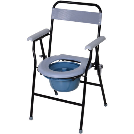 HOMCOM Sedia WC Pieghevole con Vaso Rimovibile per Anziani e Disabili in Tubi di Ferro e Plastica 52 x 50 x 75cm