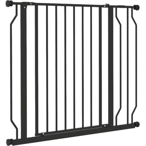 PawHut Cancelletto per Cani Estensibile per Scale e Porte in Acciaio e ABS Nero (1/5)