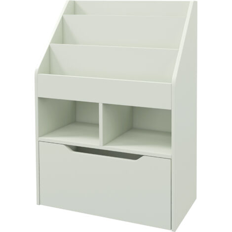 HOMCOM Piccola Libreria per Bambini con 3 Ripiani e Cassetto in MDF Verde
