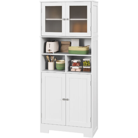 HOMCOM Mobile da Cucina con 2 Armadietti, 3 Vani e Ripiani Regolabili Bianco