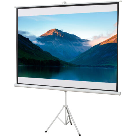 HOMCOM Telo Proiettore da 100 Pollici 4K HD Formato 4:3 con Treppiede Pieghevole e Altezza Regolabile, Schermo Proiettore Portatile, Grandangolo di 160 Gradi, per Casa, Home, Cinema, Esterno, Bianco