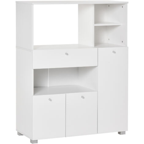 HOMCOM Mobiletto per Microonde con Armadietti e Cassetto in Legno 90x40x120 cm