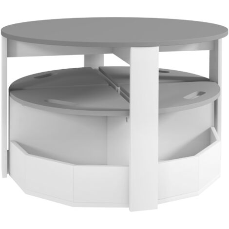 AIYAPLAY Set Tavolo per Bambini e 4 Sgabelli con Vano Contenitore Legno Grigio
