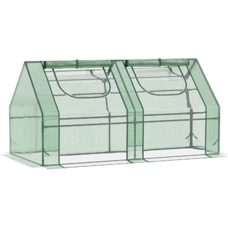 Outsunny Serra per Orto con 2 Coperture PE e PVC Estate e Inverno