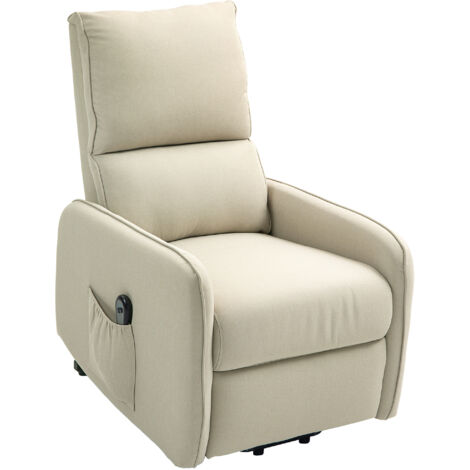 HOMCOM Poltrona Alzapersona Elettrica Reclinabile e Telecomando Beige (1/5)