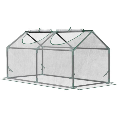Outsunny Mini Serra da Giardino 2 Finestre Avvolgibili Copertura PVC