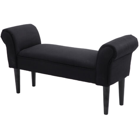 HOMCOM Panca Scarpiera di Design Imbottita con Braccioli Arrotolati, Nero