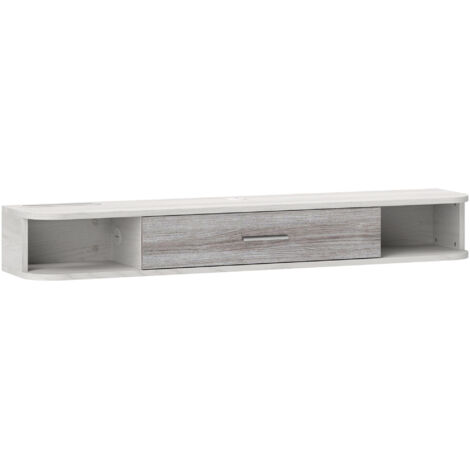 HOMCOM Mobile TV Sospeso con 2 Ripiani Aperti e Armadietto ad Anta Ribaltabile, Mobile Porta TV in Legno, 120x26x16 cm, Bianco e Grigio (1/5)