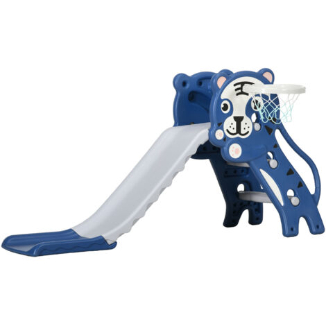 AIYAPLAY 2 in 1 Baby Slide for Indoor Use with Basketball Hoop, Basketball, for Kids 18-36 Months, Blue