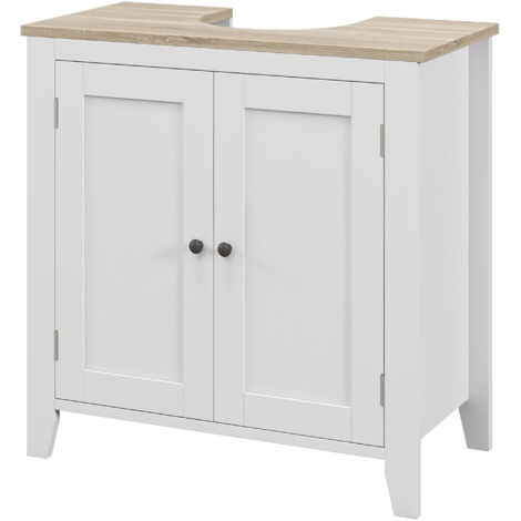 kleankin Mobile Sotto Lavabo Bagno a U con Ripiano Regolabile Interno in MDF