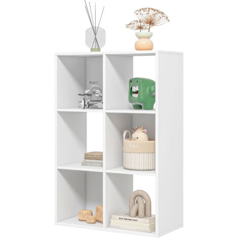 Libreria Bianca dal Design Moderno con 6 Scomparti, HOMCOM, 61.5x29.5x91.5cm
