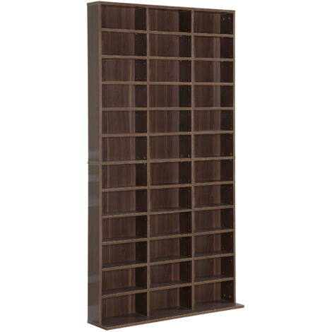 HOMCOM Mobile Libreria Porta CD con 36 Scomparti Regolabili in Legno Marrone