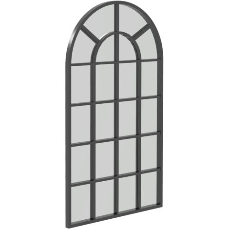HOMCOM Specchio a Parete a forma di Arco per Casa e Ufficio Nero