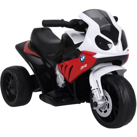 Homcom Moto Elettrica per Bambini BMW S1000RR Ufficiale, 3 Ruote con Luci e Suoni Realistici, Rosso
