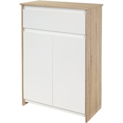 kleankin Mobile da Bagno Multiuso Salvaspazio con Armadietto e Cassetto Bianco