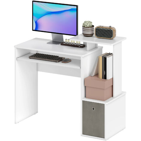 HOMCOM Scrivania Moderna con Porta Tastiera e Cassetto in Tessuto 100x40x86.6cm