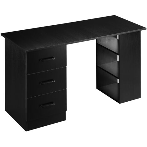 HOMCOM Scrivania in Legno Moderna con 3 Ripiani e 3 Cassetti 120x49x72cm Nero