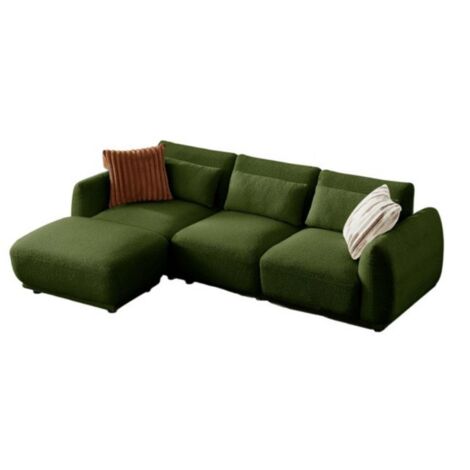 YHL Voyura 10-DARKGREEN Divano Moderno Design Convertible - Curved Seat Lmbottitura In Schiuma - Verde scuro