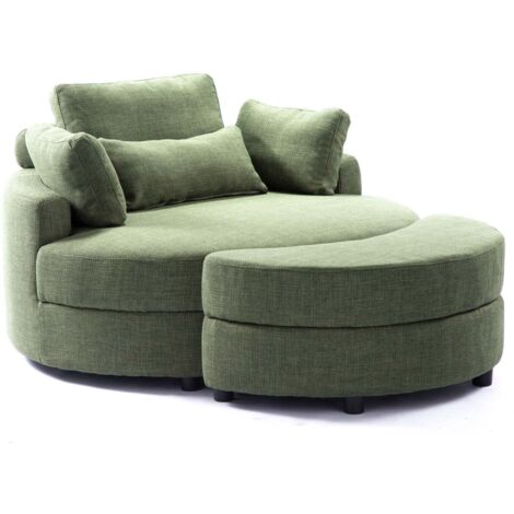 Poltrona Moderna YHL Voyura Q-MYD-2306-LIGHTGREEN Con Pouf Con Contenitore - Verde Chiaro
