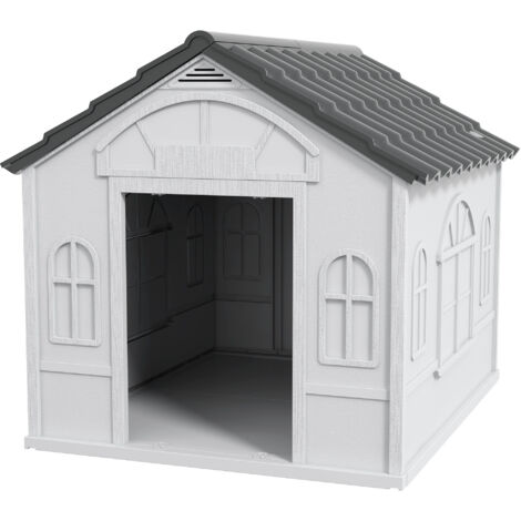 PawHut Casetta per Cani con Tetto Inclinato e Porta 84.2x98.2x82 cm Grigio