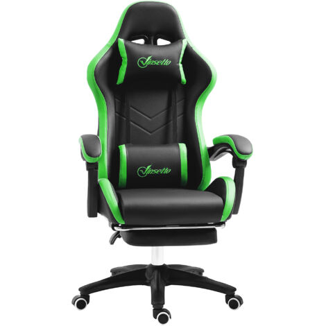 Vinsetto Sedia da Gaming Altezza Regolabile Reclinabile e Poggiapiedi Nero Verde
