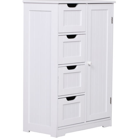 kleankin Mobile da Bagno 4 Cassetti 1 Armadietto Ripiano Regolabile a 3 Altezze